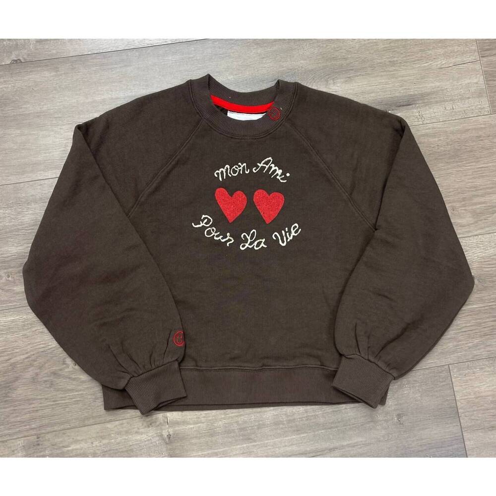 NEW JUST MADISON women's madz pour la vie sweatshirt in cocoa
